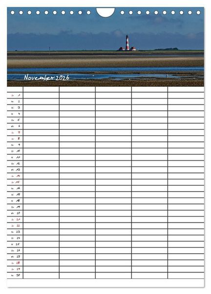 Produktbild: St. Peter Ording Familienplaner (Wandkalender 2026 DIN A4 hoch), CALVENDO Monatskalender