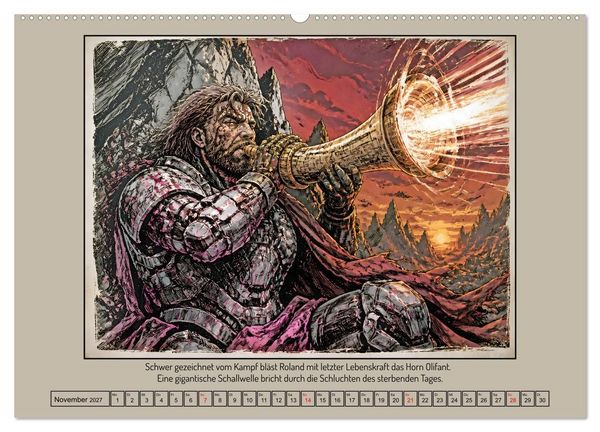 Produktbild: Ritter Roland in der Cyberwelt: Orlando furioso im Cyberpunk-Stil (Wandkalender 2027 DIN A2 quer), CALVENDO Monatskalender