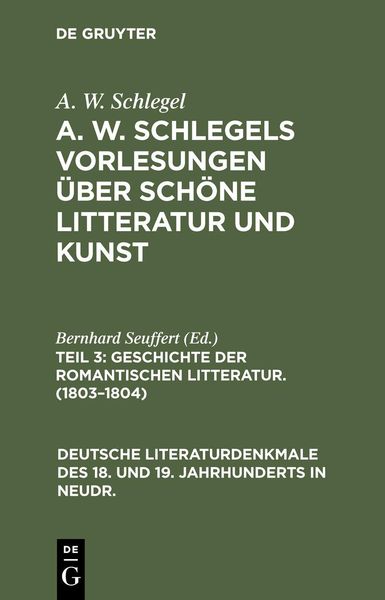 Produktbild: Geschichte der Romantischen Litteratur. (1803-1804)