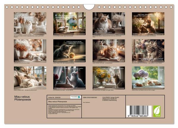 Produktbild: Miau-velous Pfotenpoesie (Wandkalender 2026 DIN A4 quer), CALVENDO Monatskalender