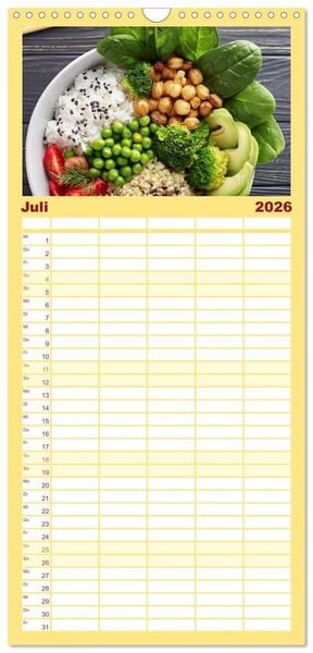 Produktbild: Familienplaner 2026 - Vegane Bowls - Eine Sch&uuml;ssel voller Geschmack mit 5 Spalten (Wandkalender, 21 x 45 cm) CALVENDO