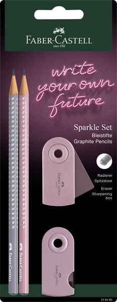 Faber-Castell Bleistifte Sparkle rose shadows 2er Set mit Spitzer