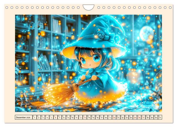 Produktbild: Kleine Hexen. Zauberhafte M&auml;dchen mit magischen Kr&auml;ften (Wandkalender 2026 DIN A4 quer), CALVENDO Monatskalender