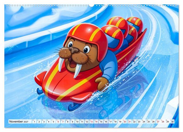 Produktbild: Tierischer Wintersport - Lustige Tiere im Schnee (Wandkalender 2027 DIN A2 quer), CALVENDO Monatskalender