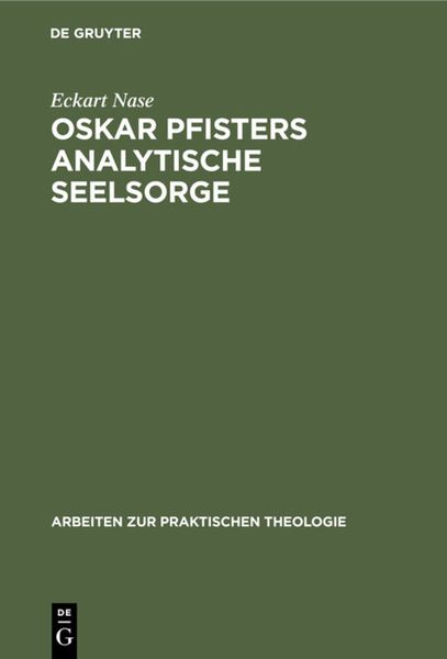 Produktbild: Oskar Pfisters analytische Seelsorge