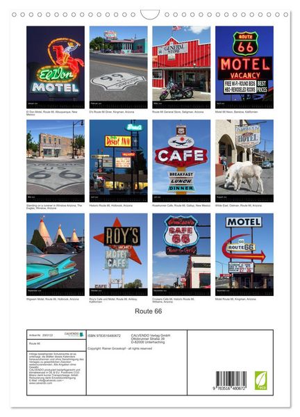 Produktbild: Route 66 (Wandkalender 2026 DIN A3 hoch), CALVENDO Monatskalender