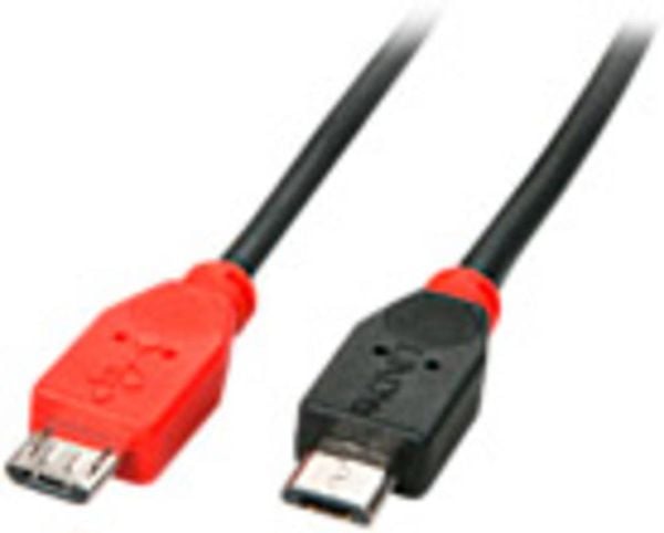LINDY USB-Kabel USB 2.0 USB-Micro-B Stecker, USB-Micro-B Stecker 1.00 m Schwarz mit OTG-Funktion 31759
