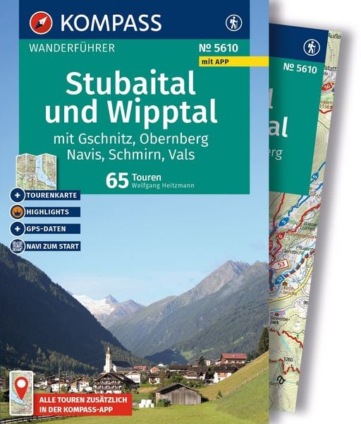 Produktbild: KOMPASS Wanderf&uuml;hrer Stubaital und Wipptal mit Gschnitz, Obernberg, Navis, Schmirn, Vals, 65 Touren mit Extra-Tourenkarte