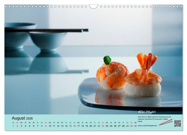 Produktbild: Sushi - Sashimi mit Anleitung f&uuml;r perfektes Gelingen (Wandkalender 2026 DIN A3 quer), CALVENDO Monatskalender