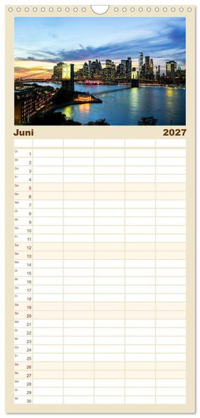 Produktbild: Familienplaner 2027 - Wundervolles New York mit 5 Spalten (Wandkalender, 21 x 45 cm) CALVENDO