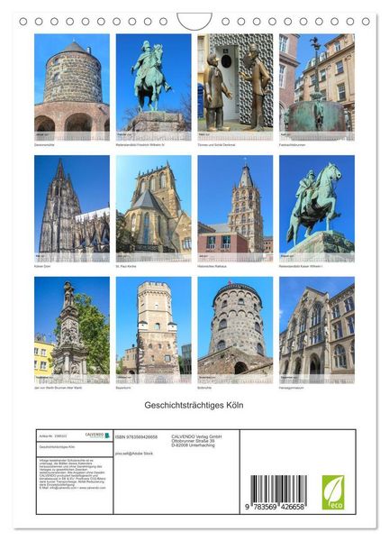 Produktbild: Geschichtstr&auml;chtiges K&ouml;ln (Wandkalender 2027 DIN A4 hoch), CALVENDO Monatskalender