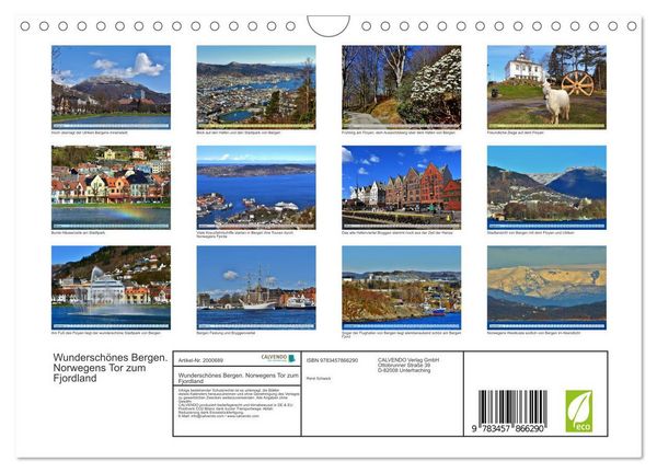 Produktbild: Wundersch&ouml;nes Bergen. Norwegens Tor zum Fjordland (Wandkalender 2026 DIN A4 quer), CALVENDO Monatskalender