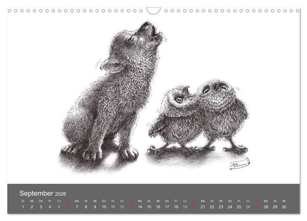 Produktbild: owls & friends 2026 (Wandkalender 2026 DIN A3 quer), CALVENDO Monatskalender