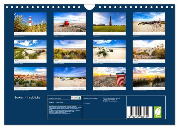 Produktbild: Borkum - Inselblicke (Wandkalender 2026 DIN A4 quer), CALVENDO Monatskalender
