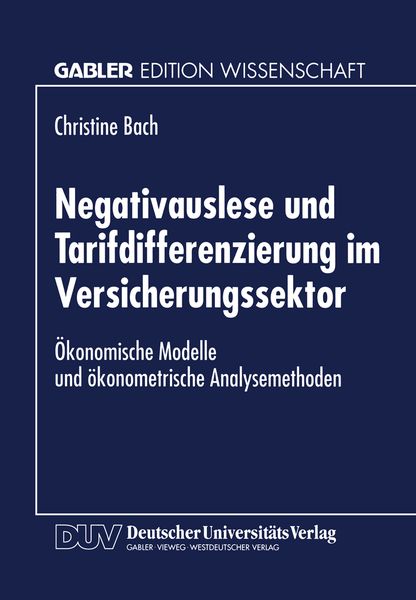 Produktbild: Negativauslese und Tarifdifferenzierung im Versicherungssektor