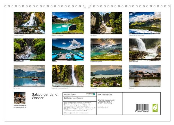Produktbild: Salzburger Land. Wasser (Wandkalender 2027 DIN A3 quer), CALVENDO Monatskalender