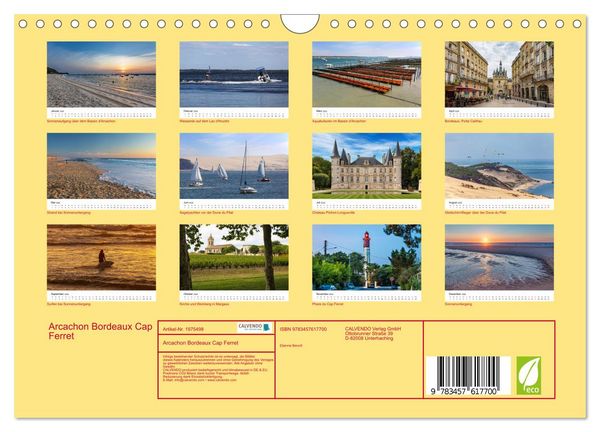 Produktbild: Arcachon Bordeaux Cap Ferret (Wandkalender 2026 DIN A4 quer), CALVENDO Monatskalender