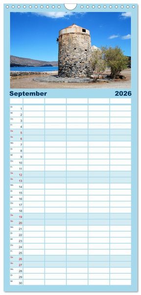 Produktbild: Familienplaner 2026 - Kreta - Griechischer Inseltraum mit 5 Spalten (Wandkalender, 21 x 45 cm) CALVENDO