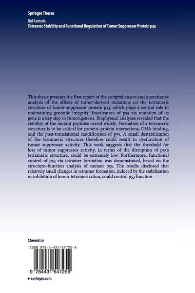 Produktbild: Tetramer Stability and Functional Regulation of Tumor Suppressor Protein p53