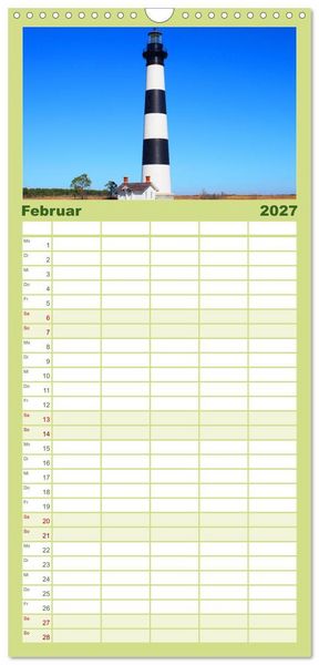 Produktbild: Familienplaner 2027 - Leuchtt&uuml;rme - Wegweisend durch das Jahr mit 5 Spalten (Wandkalender, 21 x 45 cm) CALVENDO