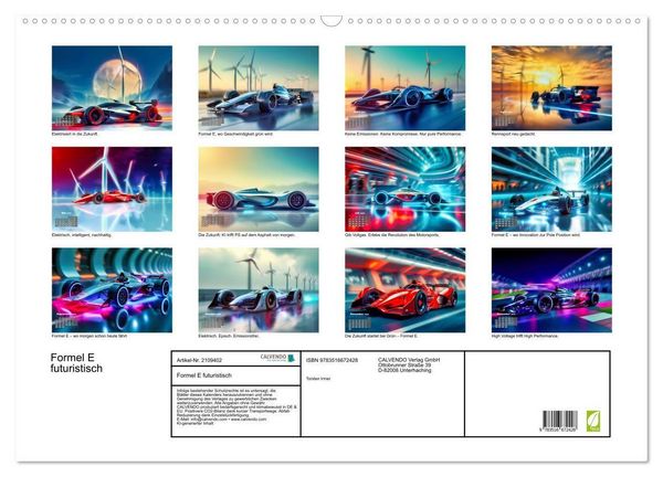 Produktbild: Formel E futuristisch (Wandkalender 2026 DIN A2 quer), CALVENDO Monatskalender