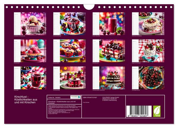 Produktbild: Kirschlust - K&ouml;stlichkeiten aus und mit Kirschen (Wandkalender 2026 DIN A4 quer), CALVENDO Monatskalender