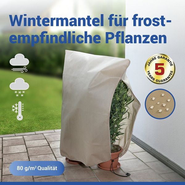 Produktbild: Pflanzenschutz-Vlies 100 x 120 cm, Beige, 2er Set, rei&szlig;festes Wintervlies f&uuml;r Pflanzen