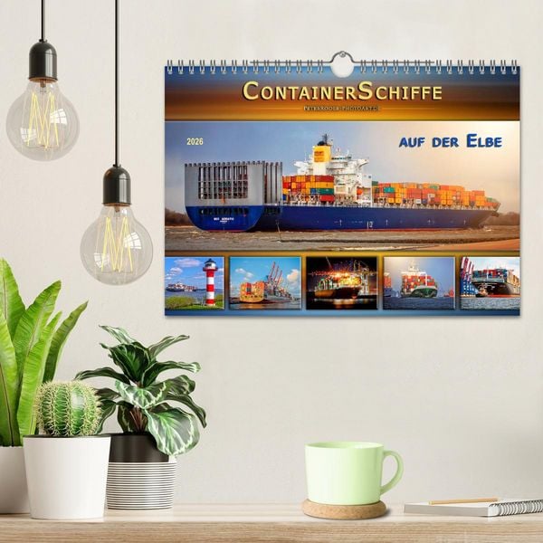 Produktbild: Containerschiffe auf der Elbe (Wandkalender 2026 DIN A4 quer), CALVENDO Monatskalender