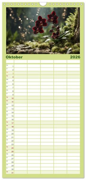 Produktbild: Familienplaner 2026 - Im Schatten der Orchidee mit 5 Spalten (Wandkalender, 21 x 45 cm) CALVENDO