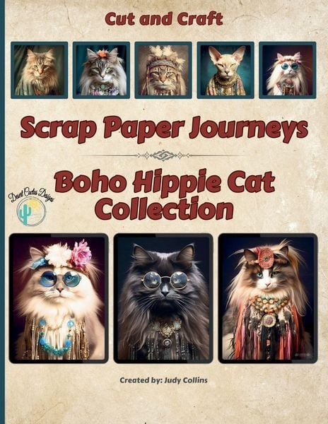 Produktbild: Scrap Paper Journeys - Boho Hippie Cat Collection Cut and Craft