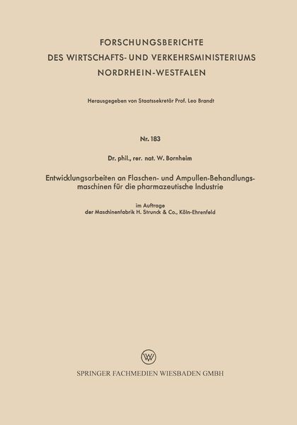 Produktbild: Entwicklungsarbeiten an Flaschen- und Ampullen-Behandlungsmaschinen f&uuml;r die pharmazeutische Industrie