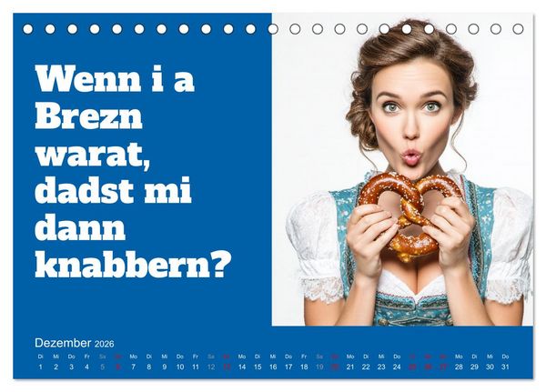 Produktbild: Bayerisch flirten, Gspusi! Bayern Kalender mit Dialekt und Mundart (Tischkalender 2026 DIN A5 quer), CALVENDO Monatskalender