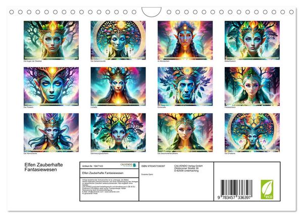 Produktbild: Elfen Zauberhafte Fantasiewesen (Wandkalender 2026 DIN A4 quer), CALVENDO Monatskalender