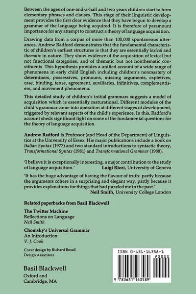 Produktbild: Syntactic Theory and the Acquisition of English Syntax