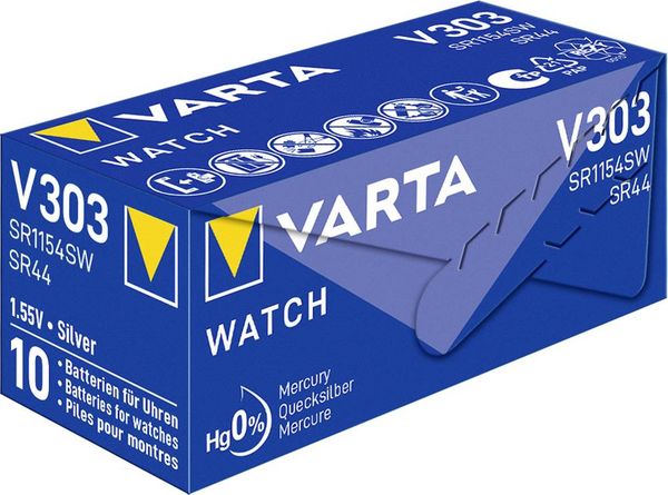 Produktbild: Varta Knopfzelle 303 1.55 V 1 St. 160 mAh Silberoxid SILVER Coin V303/SR44 NaBli 1