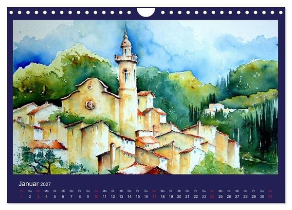 Produktbild: Mallorca Aquarelle (Wandkalender 2027 DIN A4 quer), CALVENDO Monatskalender