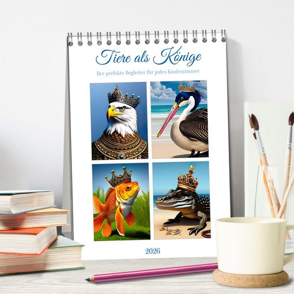 Produktbild: Tiere als K&ouml;nige (Tischkalender 2026 DIN A5 hoch), CALVENDO Monatskalender