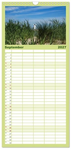 Produktbild: Familienplaner 2027 - Das idyllische Usedom mit 5 Spalten (Wandkalender, 21 x 45 cm) CALVENDO