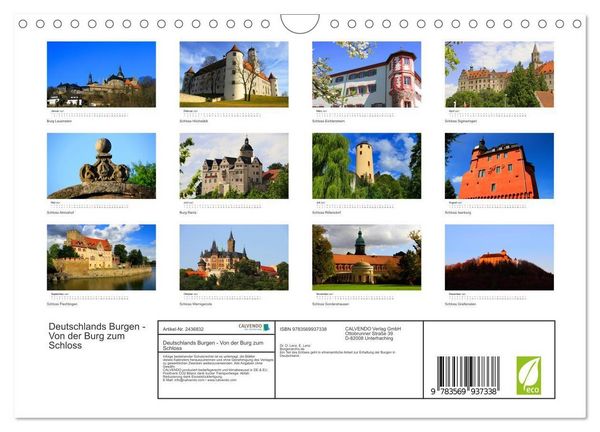 Produktbild: Deutschlands Burgen - Von der Burg zum Schloss (Wandkalender 2027 DIN A4 quer), CALVENDO Monatskalender