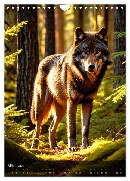 Produktbild: Der Wolf - Sehnsucht Freiheit Kraft (Wandkalender 2026 DIN A4 hoch), CALVENDO Monatskalender