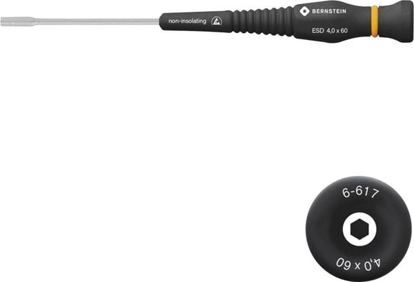 Produktbild: BERNSTEIN Tools for Electronics ESD Steckschl&uuml;ssel-Schraubendreher Schl&uuml;sselweite (metrisch): 4 mm Klingenl&auml;nge: 60 mm
