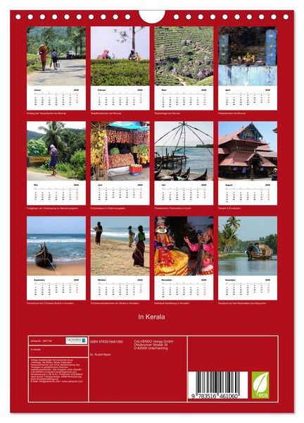 Produktbild: In Kerala (Wandkalender 2026 DIN A4 hoch), CALVENDO Monatskalender