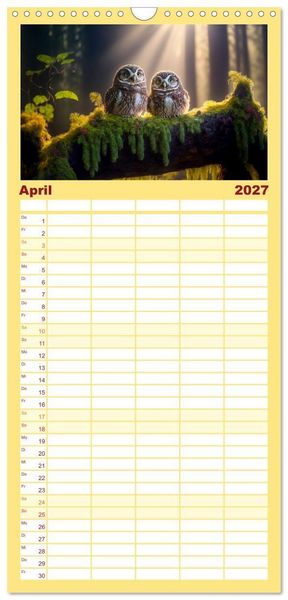 Produktbild: Familienplaner 2027 - Putzige Tierwelt - gemeinsam die Welt entdecken mit 5 Spalten (Wandkalender, 21 x 45 cm) CALVENDO
