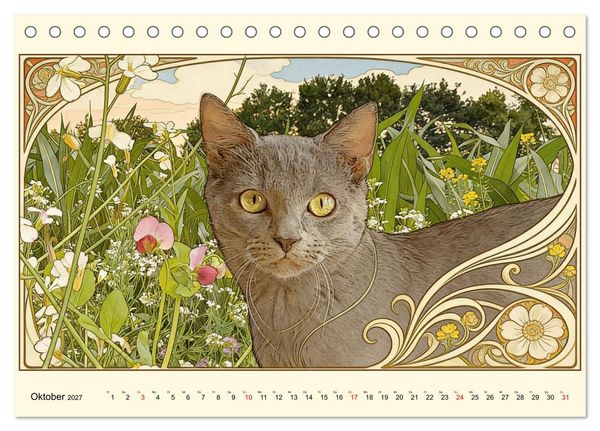 Produktbild: Zauberhafte Jugendstil-Katzen (Tischkalender 2027 DIN A5 quer), CALVENDO Monatskalender