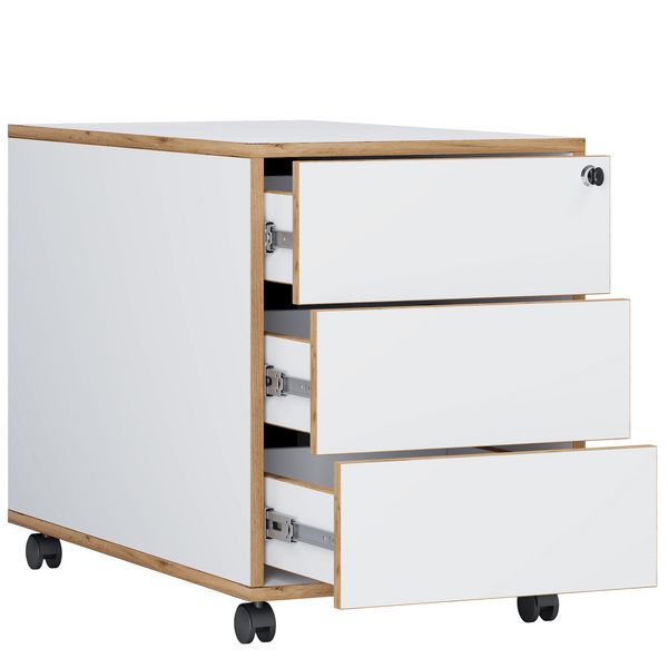 Produktbild: Holz Rollcontainer B&uuml;rocontainer Salia 3 Schublade