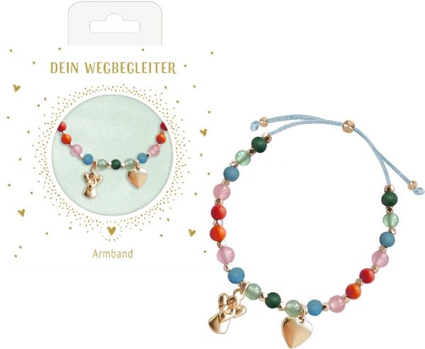 Produktbild: Perlenarmband mit Halbedelstein- u.Holzperlen u. 2 Anh&auml;ngern