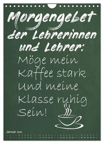 Produktbild: Coole Lehrerspr&uuml;che (Wandkalender 2026 DIN A4 hoch), CALVENDO Monatskalender