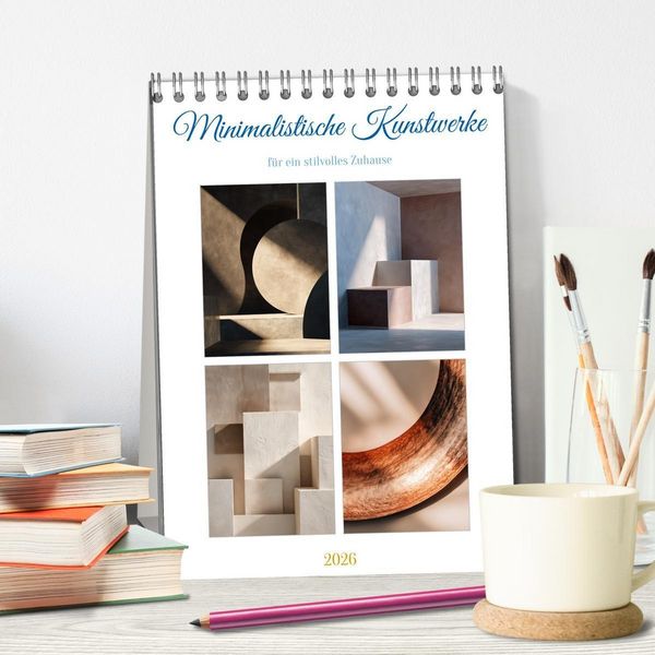 Produktbild: Minimalistische Kunstwerke (Tischkalender 2026 DIN A5 hoch), CALVENDO Monatskalender