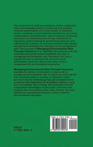Produktbild: Managing Environmental Risk Through Insurance