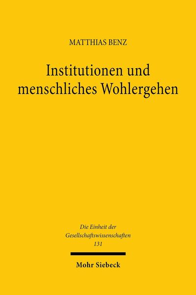 Produktbild: Institutionen und menschliches Wohlergehen
